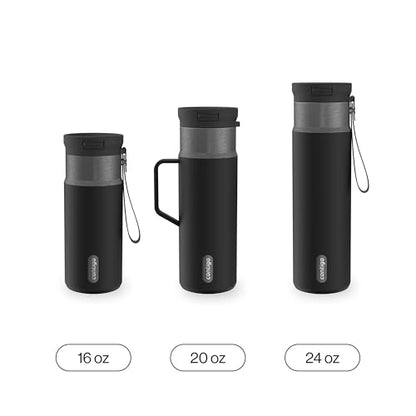 Contigo SnapSeal 473.2ml(16온스) 스테인리스 스틸 진공 단열 물병, 누출 방지 자동 닫힘 뚜껑(빨대 호환) 및 휴대용 스트랩, BPA 프리 및 납 프리, 식기세척기 사용 가능 - color: 감초 건메탈, size: 16온스