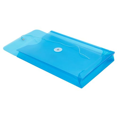 JAM PAPER Plastic Envelopes with Button & String Tie Closure - 6 1/4 x 9 1/4 - Blue - 12/Pack - color: Blue, size: 6 x 9