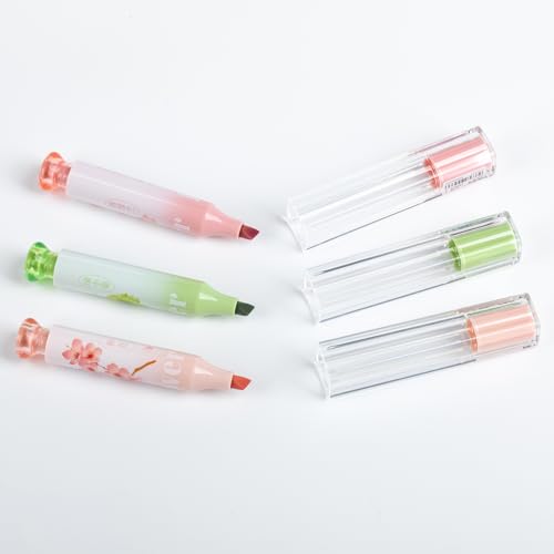 Cute highlighter, square color highlighter with chisel tip, aesthetic marking and coloring, pack of 3pcs (SNOW IN WINTER)