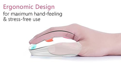 JUHOO Wireless Mouse with Nano Receiver for PC, Laptop, Notebook, Computer, MacBook, Less Noise, Portable Mobile Optical Mice - style: Pink Elephant