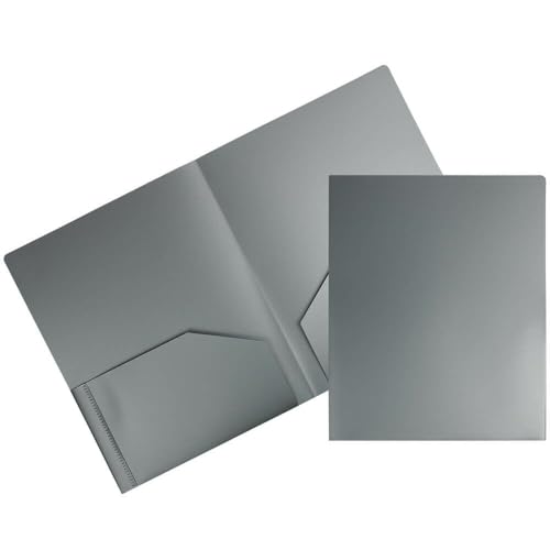 JAM PAPER Heavy Duty Plastic 2 Pocket Extra Tough School Folders - Silver - 3/Pack - color: Silver, size: 3 Per Pack
