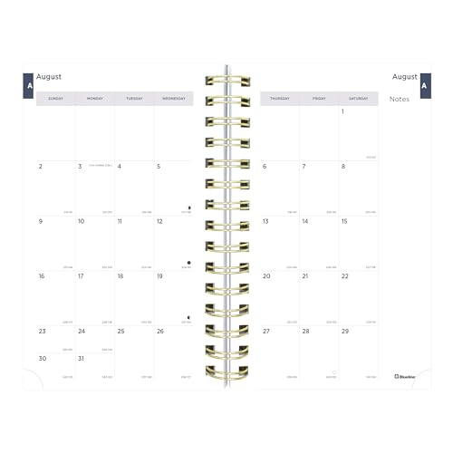 Blueline® Essential Academic Daily/Monthly Planner, August 2026 to July 2027, Gold Twin-Wire Binding, Poly Cover, 8" x 5", Nautical Design, Cabana (CA214PH.02) - color: Cabana