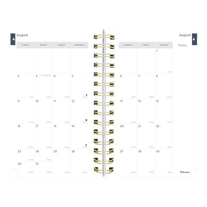 Blueline® Essential Academic Daily/Monthly Planner, August 2026 to July 2027, Gold Twin-Wire Binding, Poly Cover, 8" x 5", Nautical Design, Cabana (CA214PH.02) - color: Cabana