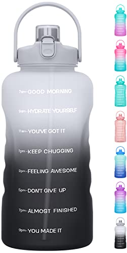 HydroPal 1 Gallon Water Bottles with Straw, 128 oz Water Bottle BPA Free Innovative 2-IN-1 Lid Gym Bottle with Times to Drink Motivational, Large for Sports Fitness Camping Water Jug （13.8X5.5 inch） - color: Moonlit Asteroid