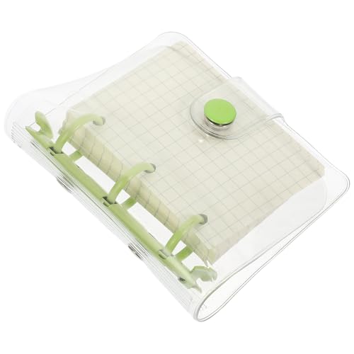 WOFASHPURET 3-ring Loose Leaf Notebook Small Notepad Creative Portable Mini Journal with Green Binder Cover for Office School and Personal Notes