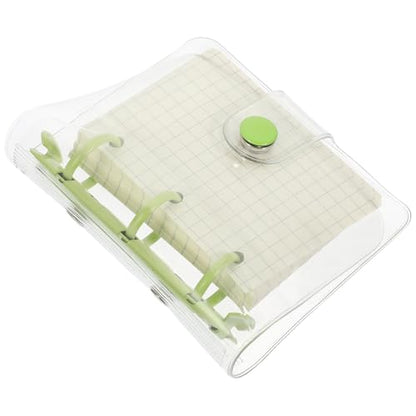 IWOWHERO Mini 3-ring Loose Leaf Notebook with Green Binder Cover, Portable Small Notepad for Scrapbooking and Journaling, Creative Blank Paper Journal for Travel and Daily Notes