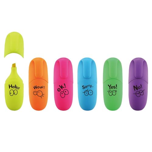 enlegend 6 pieces Tiny Markers Fluorescent Colors Mini Highlighter Pen Neon Color Chisel Tip Cute Design Kawaii Gift - color: 6 Neon Colors