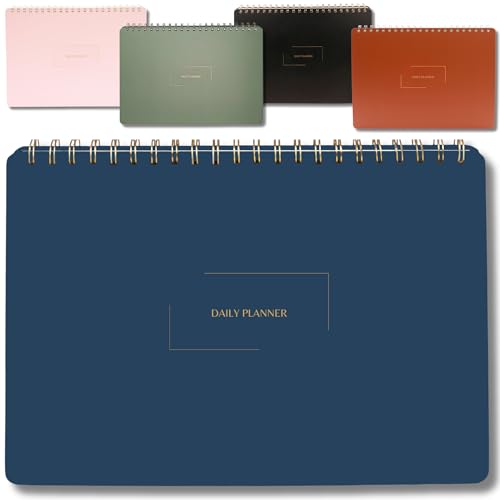 Undated Daily Planner | 8.25” x 11.75” Work To-Do Notebook | ADHD Academic Organizer | Multi-Layout | Men and Women Planner | College Supplies | Navy | Landscape Layout - color: Navy, size: Daily Planner - Landscape