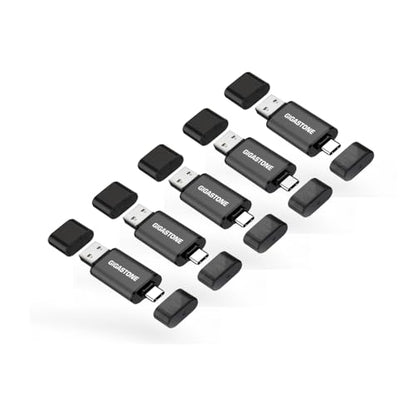 GIGASTONE 16GB Dual USB Flash Drive 5-Pack, USB 3.2 Gen 1, 2-in-1 USB C+A, Speed Up to 100MB/s, Head Cap Design Thumb Drive, Plug & Play for Smartphone/PC/Mac/TV/Car Audio, USB 2.0/3.0/3.1 Compatible - size: 16GB Dual Flash Drive 3.2 5-Pack