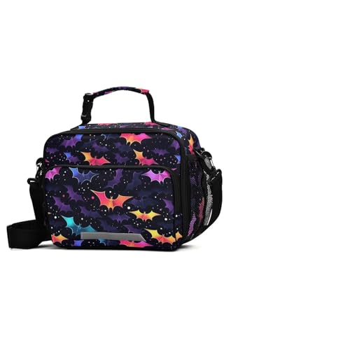 MNSRUU Unisex Insulated Lunch Bag, Bat 12, Fabric, 11"x4.33"x 9.05", Ample Storage Space, Keeps Food Warm, Lightweight, Portable, Suitable for Kids, Friends, Family - color: Bat 12
