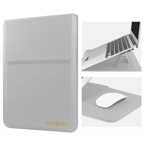 Personalized Name Initials Laptop Sleeve Case with Stand for MacBook Air 13 inch A3240/A3113/A2681/A2337/A2179/A1932 M4 M3 M2 M1 Pro A2338/A2289/A2251/A2159/A1989/A1706 for Surface Pro 11/10/9,Grey - color: Grey, size: 13-13.3 inch