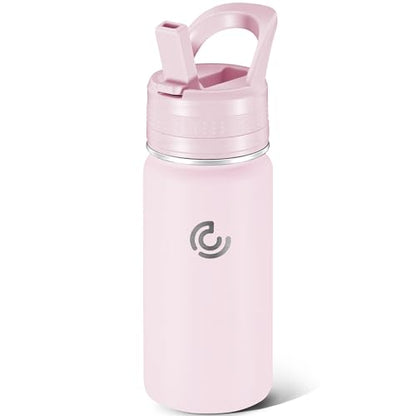 14 Oz Kids Water Bottle, Stainless Steel Water Bottle with Straws, Leak-Proof, BPA-Free, Insulated Water Bottles for School Boys & Girls|Pink - color: Pink