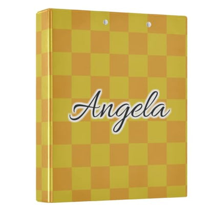 Custom 3 Ring Binder 1.5 Inch Round Rings Orange Yellow Checkerboard Personalized Name Binders Organizer Fashion View Binder with 2 Pockets for School Office Supplies - color: Multi11