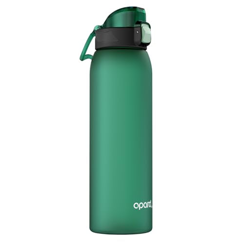 Opard Zip 32oz Plastic Water Bottle Dishwasher Safe, Leakproof Flip-Top Lid, BPA Free Tritan, Wide Mouth Reusable Sports Water Bottle for Gym Hiking Commuting Outdoor Travel and School - color: Forest Green, style: 32 Ounces