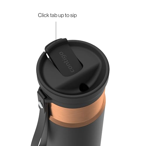 Contigo SnapSeal 473.2ml(16온스) 스테인리스 스틸 진공 단열 물병, 누출 방지 자동 닫힘 뚜껑(빨대 호환) 및 휴대용 스트랩, BPA 프리 및 납 프리, 식기세척기 사용 가능 - color: 감초 청동, size: 16온스