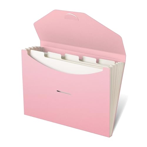 Expanding File Folder Accordion Folders ECO Friendly 6 Pocket Organizer Pink - color: Pink