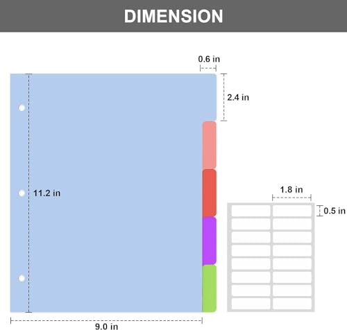 HABGP 100Pcs/20 Set 5 Tab Dividers for 3 Ring Binder, 100 Pcs Multicolor 3 Ring Binder Dividers with Tabs, Page Folder Dividers,Plastic Tabbed File Dividers with Tabs,Three Ring Binder Index Dividers - size: 20 set (100 pcs)