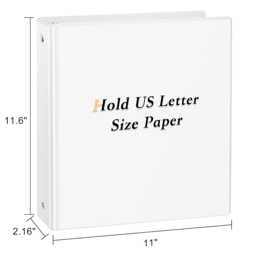 CIXILDTS 1.5-inch Round Ring Binder, 1-1/2" 3 Ring Binder Fit Letter Size Paper, Presentation View Binders, White, 6-Pack - color: White, size: 1.5", style: 6-Pack