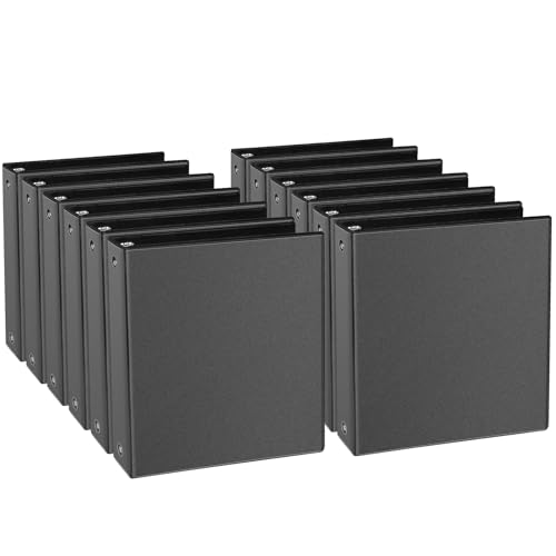 CIXILDTS 1-inch 3 Ring Binder Fit US Letter Size Paper, 1" Slant D Ring Binders, Presentation View Binder with 2 Pocekts, 12-Pack,Black - color: Black, size: 1", style: 12-Pack