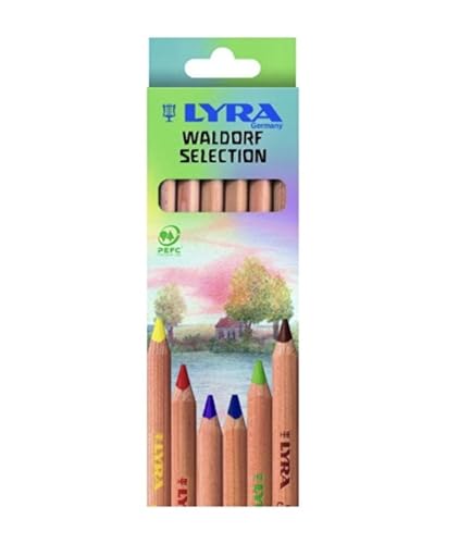Lyra Waldorf Selection Giant Triangular Colored Pencil, Unlacquered, Set of 6 Super Ferby Pencils, Assorted Colors (3711061) - style: Set of 6