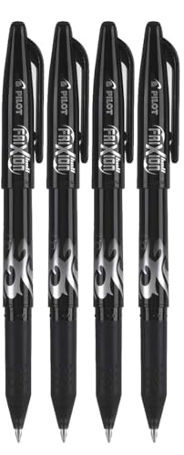 Frixion Ball Stick Erasable Gel Pens Fine Point (.7mm) Black Ink 4-pk; Bundle with Plastic Reusable Pouch - size: 4-pack