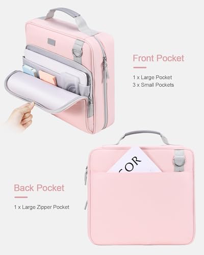3-Inch 3-Ring Zipper Binder with Shoulder Strap and Multiple Pockets | D-Ring Zip Up Binder with 700 Sheets Capacity, Compatible with 13" MacBook/Tablet, for Middle School, Office, Pink - color: Pink