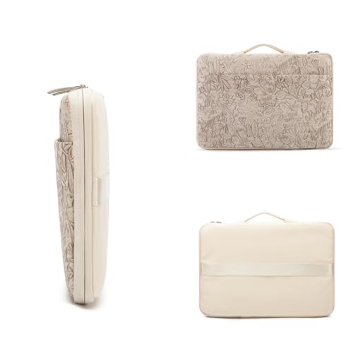 Kinmac Embossed PU Leather 360° Heavy Duty Protective Laptop Sleeve with Poacket (Apricot Flower, 15 inch-15.6 inch) - color: Apricot Flower, size: 15 inch-15.6 inch