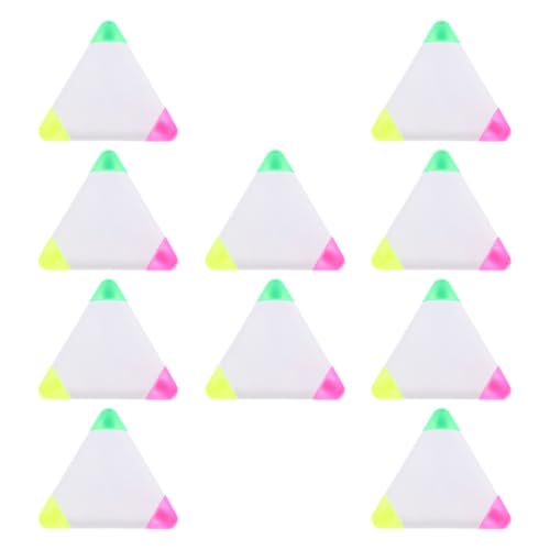 OUNONA 10pcs Triangle Highlighter Pens with Fluorescent Colors, Ergonomic Design Portable Marker Pens for Note Taking and Stationery Supplies
