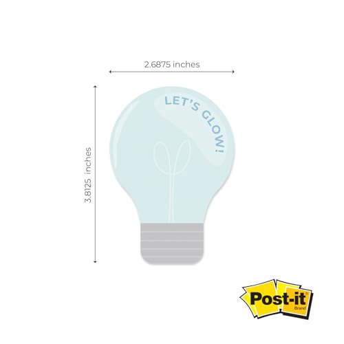 Lightbulb Shaped Sticky Note Pad Assortment/Set of 3 / Watercolor Style / 2.6875" x 3.8125" Modern Sticky Notes / 50 Sheets Per Pad/Made in The USA