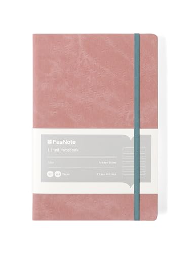 A5 Lined Hardcover Notebook, 100 GSM Paper, Rose Tan | Soft-touch Alpha3 PU cover, lay-flat sewn binding, elastic closure, ideal for work, meetings, planning, and note taking - color: Rose Tan, size: A5