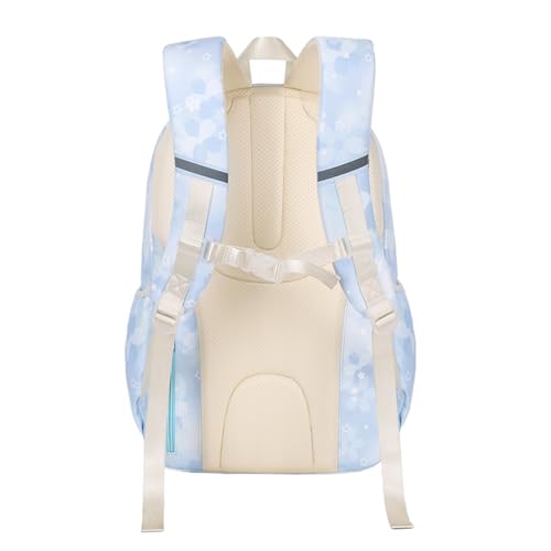 Girl backpack,Kids Backpack for Girl Kawaii Lightweight School Backpack Anti-theft Back Pocket Print Flowers Elementary Bookbag(Blue) - color: Blue