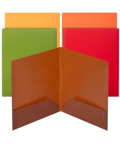 Mr. Pen- Plastic Folders with Pockets, 5 pcs | Aesthetic File Folder with Business Card Slot, 2-Pocket Folder, Back to School, Office, Filing Supplies - color: Vibrant Autumn, size: 5 Pack