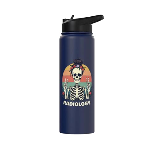 Funny Radiology Student Graduation Xray Technician Men Women Stainless Steel Insulated Water Bottle - color: Navy Blue