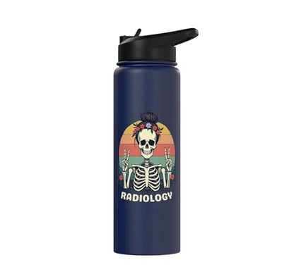 Funny Radiology Student Graduation Xray Technician Men Women Stainless Steel Insulated Water Bottle - color: Navy Blue