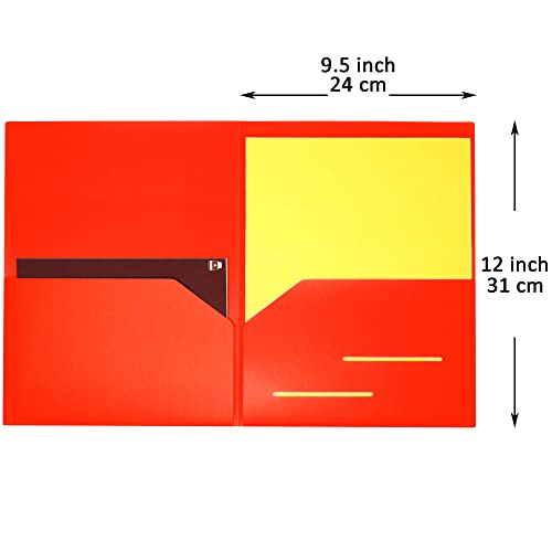 Youngever 6 Pack Heavy Duty Plastic Two Pocket Folders, Heavy Duty Plastic 2 Pocket Folder (Red) - color: Red