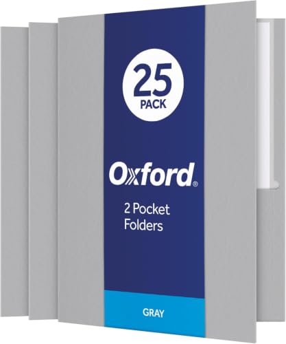 Oxford Twin-Pocket Folders,Textured Paper,Letter Size,Gray,Holds 100 Sheets,Box of 25 (57505EE),(Pack of 5) - color: Gray, size: 25 Count (Pack of 5)