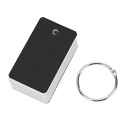 Mini Blank Flash Cards with Binder Rings Kraft Paper Blank Index Cards 4x6 with Punched Holes Easy Flip Flash Card White Study Note Cards Unruled Memo Scratch Pads Small DIY Greeting Cards 5 Pack - color: Black