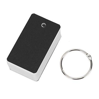 Mini Blank Flash Cards with Binder Rings Kraft Paper Blank Index Cards 4x6 with Punched Holes Easy Flip Flash Card White Study Note Cards Unruled Memo Scratch Pads Small DIY Greeting Cards 5 Pack - color: Black
