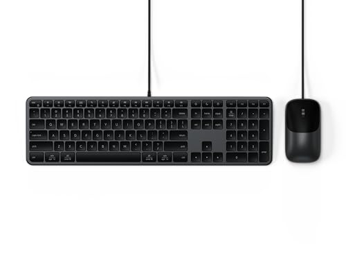 Satechi Wired Keyboard and Mouse Combo, Slim CLX3 with USB-C Plug-and-Play Connectivity and Cross-Platform Compatibility, Designed for Desktop Workstations, Space Black - color: Space Black, size: Combo