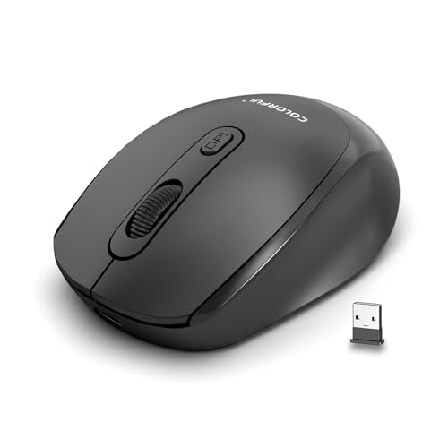 Colorful Mouse for Chromebook for Kids,Rechargeable Wireless Mouse,3 Device Pairing, 2.4G+Bluetooth 5.2 with USB Receiver,Type C Charging,for PC,Mac,Laptop,Kids Boys,Black