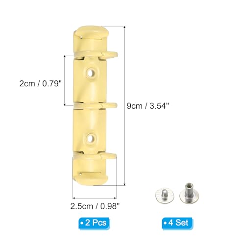 PATIKIL A8 3-Hole Ring Binder Mechanisms, 2 Set Binder Spines Replacement for Office Planners Documents Recipes Organization Storage, Yellow - color: Yellow