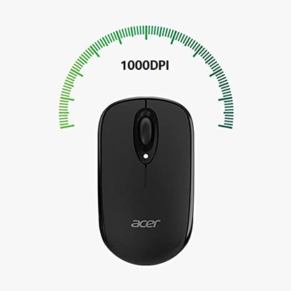 acer Bluetooth Optical Black Mouse | 1000DPI | Windows PC and Certified Works with Chromebook | Fully Covered in a Silver Ion Protected Body - color: Black Bluetooth