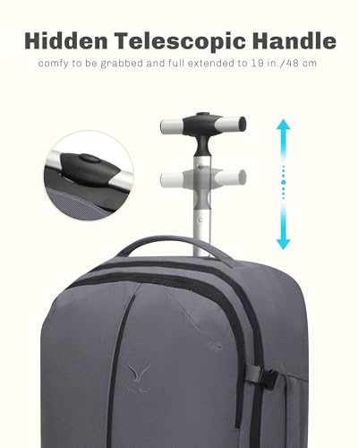 Hynes Eagle 2 in 1 Travel Backpack Set Rolling Backpack with Wheels Carry on Luggage 43L with Personal Item Bag for Men Women 17 inches Laptop Backpack Dark Grey - color: Dark Grey