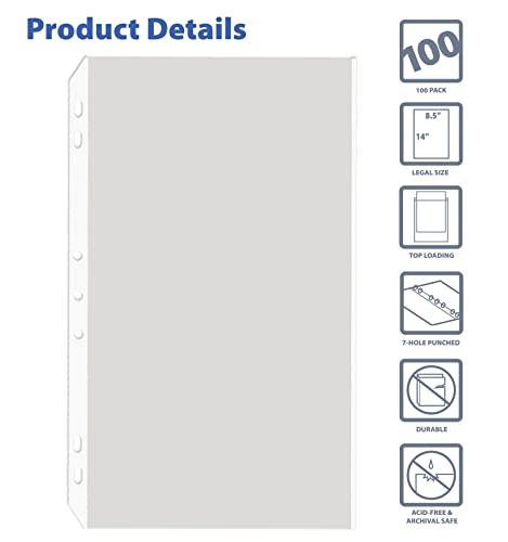 GOLD SEAL 100/Box Legal Size Clear Heavyweight Poly Sheet Protectors,8.5" x 14", 100-Count - size: 8.5 x 14 inch