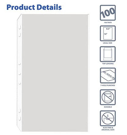 GOLD SEAL 100/Box Legal Size Clear Heavyweight Poly Sheet Protectors,8.5" x 14", 200 Total (Pack of 2) - size: 8.5 x 14 inch (Pack of 2)