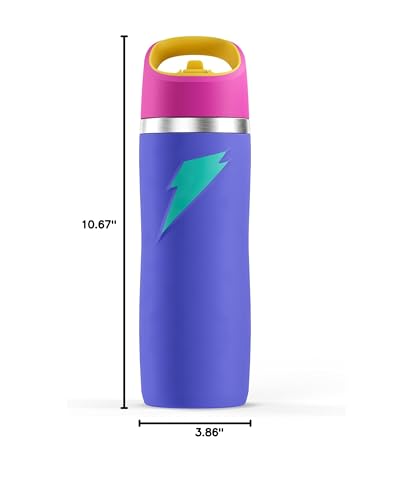 Gatorade 'Overtime' 22oz Stainless Steel Water Bottle, Straw Cap, Purple/Pink - color: Purple/Pink, size: 22 Ounces, style: Straw Cap