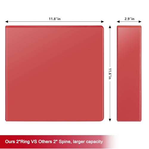 COMIX Sturdy 3 Ring Binder 2 inch with Clear View Cover, 2" Slant-D Ring View Binder Holds 500 Sheets of US Letter Size Paper, 6 Pack (Red) - color: Red, size: 2 inch