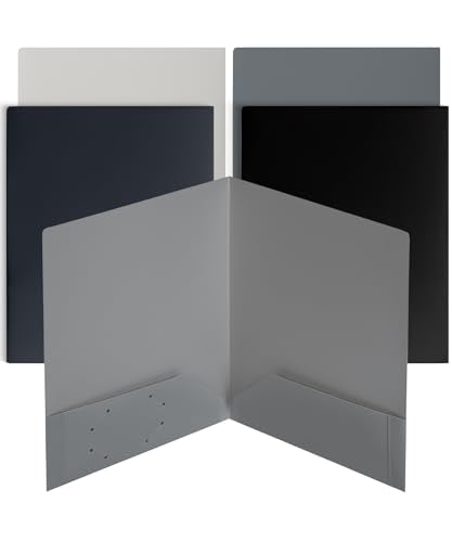 Mr. Pen- Plastic Folders with Pockets, 5 pcs | Aesthetic File Folder with Business Card Slot, 2-Pocket Folder, Back to School, Office, Filing Supplies - color: Grey Spectrum, size: 5 Pack
