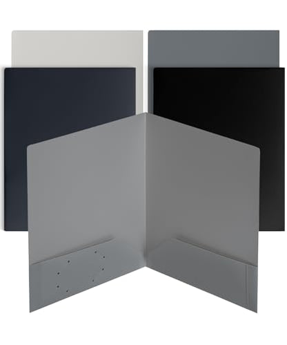 Mr. Pen- Plastic Folders with Pockets, 5 pcs | Aesthetic File Folder with Business Card Slot, 2-Pocket Folder, Back to School, Office, Filing Supplies - color: Grey Spectrum, size: 5 Pack