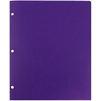 JAM PAPER Heavy Duty Plastic 3 Hole Punch Pocket Folders - Extra Tough School Folders - Purple - 6/Pack - color: Purple, size: 6 Per Pack